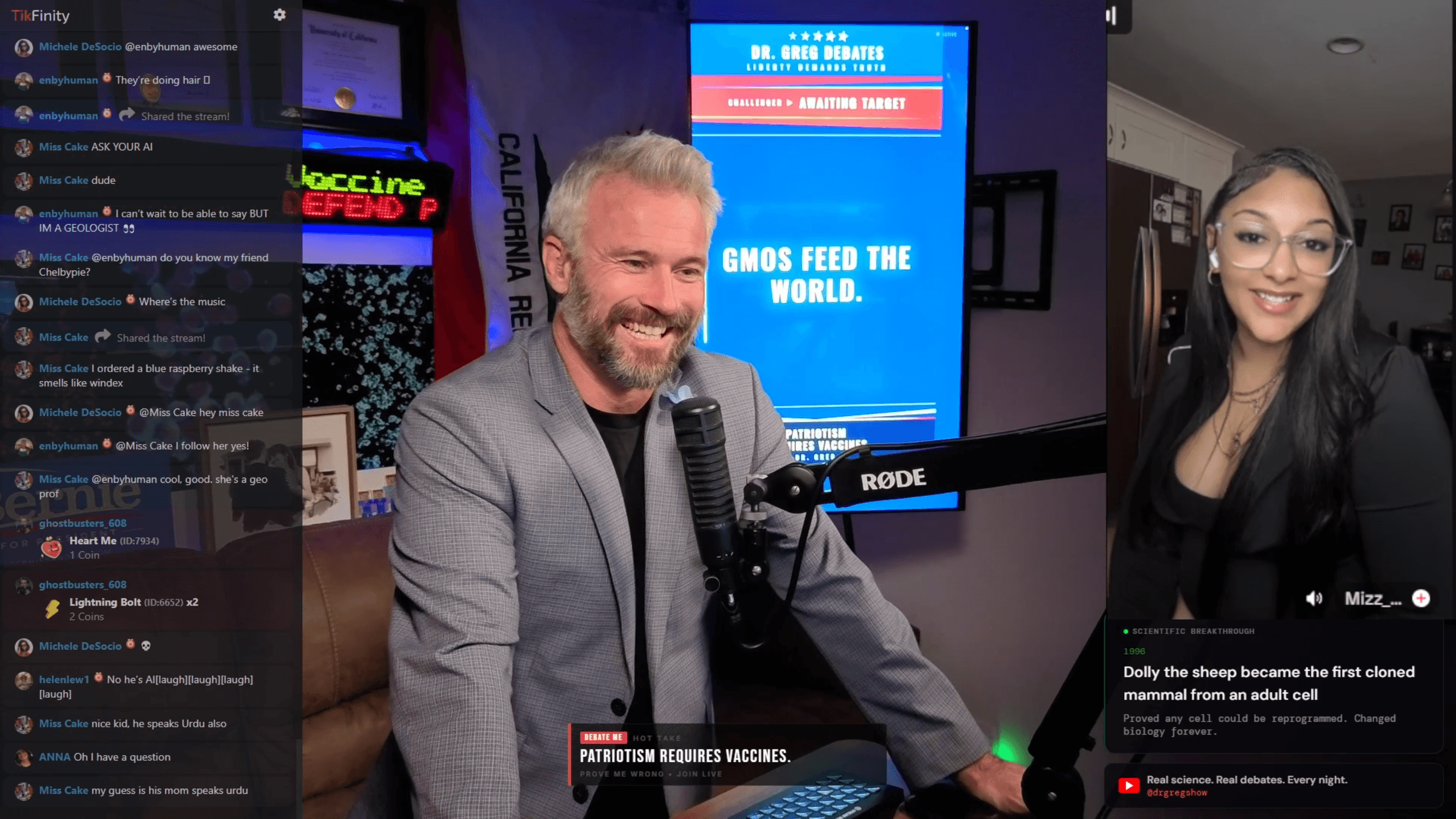 Dr. Greg live on The Dr Greg Show — debating science in real time